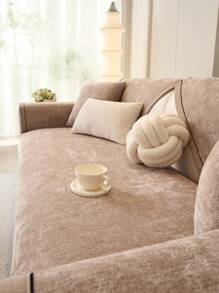 1pc All Season Sofa Cushion Cover, Modern Minimalist Dust-Proof Anti-Slip Protective Sofa Seat Cover, Machine Washable, Warm & Fade-Resistant, Pet Friendly, Fit For Bedroom, Office, Living Room, L-Shaped And 1/2/3/4 Seat Sofas - 卡其色 - 查看 4