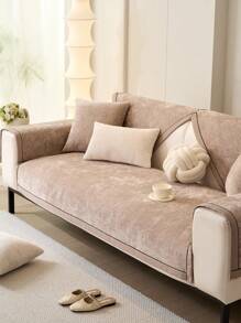 1pc All Season Sofa Cushion Cover, Modern Minimalist Dust-Proof Anti-Slip Protective Sofa Seat Cover, Machine Washable, Warm & Fade-Resistant, Pet Friendly, Fit For Bedroom, Office, Living Room, L-Shaped And 1/2/3/4 Seat Sofas - 卡其色 - 查看 5