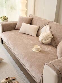 1pc All Season Sofa Cushion Cover, Modern Minimalist Dust-Proof Anti-Slip Protective Sofa Seat Cover, Machine Washable, Warm & Fade-Resistant, Pet Friendly, Fit For Bedroom, Office, Living Room, L-Shaped And 1/2/3/4 Seat Sofas - 卡其色 - 查看 3