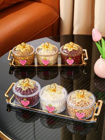 3 件/套情人节塑料多功能储物罐，密封罐适用于客厅、餐厅、厨房，用于储存谷物、糖果、饼干、面包，适合户外、婚礼、派对、礼物、生日、情人节