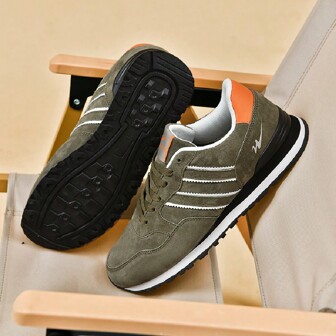 Men's Casual Sports Shoes, Men's Soft Bottom Versatile Lace-Up Casual Sports Shoes, Flat Skate Sports Shoes, Non-Slip Breathable Formal Low-Top Minimalist Fashion Sports Shoes, Solid Color Low-Top Rubber Casual Running Sports Shoes, Comfortable Lining, Suitable For Tennis, Outdoor Running Sports Shoes, Retro Sports Shoes