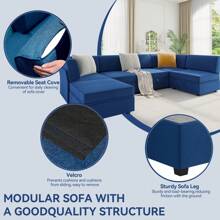 115" Sectional Couches For Living Room, Modern Modular Sofas With Large Storage, U Shaped 6 Seat Convertible Couch Sofa Set With Removable Cushion Cover (3Packages One Sofa)