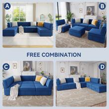 115" Sectional Couches For Living Room, Modern Modular Sofas With Large Storage, U Shaped 6 Seat Convertible Couch Sofa Set With Removable Cushion Cover (3Packages One Sofa)