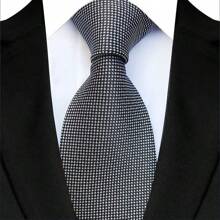 GOADAFOO Cravatta di lusso da 8cm per uomo, colori grigio, nero e bianco, a pois e righe floreali, cravatta jacquard tessuta a mano adatta per uomo, sposo, affari, matrimoni e feste