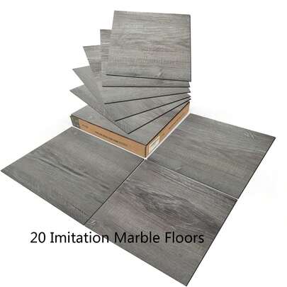 20 Pieces Peel And Stick Vinyl Floor Tiles, Imitation Marble PVC Foam Wall Panels, Waterproof Fireproof Wear-Resistant Scratch-Resistant, Easy To Clean DIY Decor For Kitchen, Bedroom, Restaurant And Home Decoration