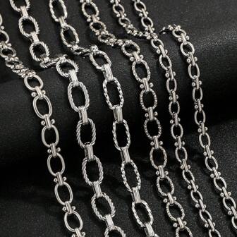 1米不锈钢链，镀金椭圆形手工链条，蛋形扣夹，杠铃形不锈钢链，不褪色，个性化朋克DIY项链手链饰品制作手链项链饰品链条饰品配件