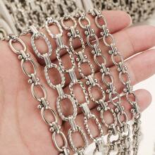 1m Stainless Steel Cuban Chain Gold Plated Oval Handmade Chain Egg Buckle Clip Barbell Stainless Steel Chain Do Not Fade Personalized Punk DIY Necklace Bracelet Jewelry Making Bracelet Necklace Jewelry Chain Jewelry Accessories