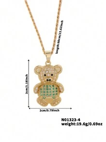 1 件金色時尚時尚銅小熊吊墜項鍊配方晶鋯石 - 金黃色 - 查看 16