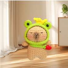 DIY Frog Hat Capybara Crochet Kit For Beginners, Amigurumi Stuffed Animals - Gift Animal Crochet Starter Kit All-In-One Complete Crochet Kit Learn To Crochet Sets With Instructions And Step By Step Video Tutorials For Adults Cute Animal Doll DIY Crafts For Home Decor - Brown - View 4