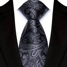 GOADAFOO Cravatta di lusso da 8cm per uomo, colori grigio, nero e bianco, a pois e righe floreali, cravatta jacquard tessuta a mano adatta per uomo, sposo, affari, matrimoni e feste