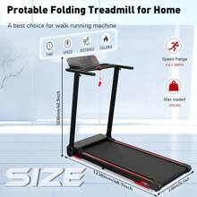 Tapis roulant elettrico CITYSPORTS, tapis roulant pieghevole per casa, tapis roulant fino a 12 km/h, con display LED, app e supporto tablet a 360°, tapis roulant compatto per casa e ufficio - nero - Visualizzare 6