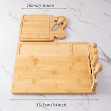1 套竹制奶酪板套装，奶酪托盘，熟食板和盛菜盘，配有 4 把不锈钢奶酪刀，非常适合婚礼礼物圣诞节生日派对
