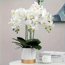 3pcs Set Of 27" White Orchid Artificial Flowers - Real Touch Silk Fake Orchids With Long Stems For Wedding & Home Decor, Perfect For Tabletop Display Gifts Birthday Graduation - Multicolor - View 5