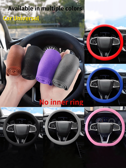 Grip Silicone Steering Wheel Cover - Elastic Glove Fit, Soft Touch, Multi-Color Choices For Car Interior Decor, DIY Accessories