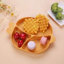 3pcs/Set Baby Feeding Tableware Set, With Divided Plate, Suction Cup Silicone Plate, Toddler Cutlery Including Fork & Spoon, Cute Fish Design