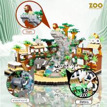 Zoo - Comprehensive Park Block Toy Kit Large Zoo, Ornamental Micro Building Mini Blocks, Home Decoration Happy Birthday Gifts(4800pcs) - 彩色 - 查看 4