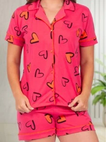 Pijama Feminino Americano Blogueira Baby Doll Short Doll Aberto Botão Amamentação Pós Cirúrgico Gestante Viagem LUXO