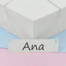 Colar Semijoia Nome Personalizado Chapinha Gravação Ana Banhado Prata 1000 - 999004735