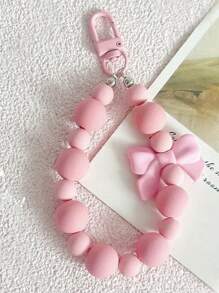 1 pieza Accesorio de teléfono con decoración de mariposa de cuentas acrílicas, correa de muñeca anti-pérdida, llavero, accesorios de teléfono para funda de auriculares y mochila, accesorio de coche para el Día de San Valentín, accesorio de mochila, estilo gótico y Y2K lindo - Rosa - Ver 3