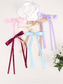 6 piezas Pasadores de pelo con lazo de unicolor para niñas, Pasadores de pelo con lazo de cinta, Accesorios de moda para el cabello con pinzas de caimán decorativas para niños - horquilla de lazo - Ver 7