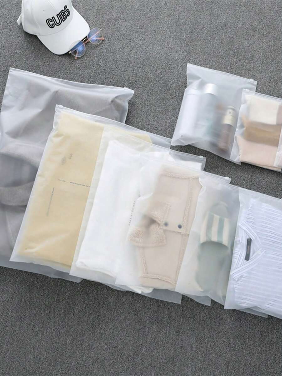 10 Stücke dicke, transparente, mattierte Verpackungsbeutel für Kleidung, Dessous, Socken, Schuhe, selbstverschließende Beutel mit Reißverschluss, staubdichte Kleiderbeutel für den Heimgebrauch, Schlafzimmer, Organizer, Organizer, Heimaufbewahrung, weißes T-Shirt für Damen, schwarze Hosen für Damen, Winterkleidung für Damen, Kleid, Winterkleidung für Damen, elegante Kleider für Damen, weißes Hemd für Damen, langärmlig, weißer Jumpsuit für Damen, Frühlingskleider für Damen, Frühlingsoutfits für Damen, Frühling, Frühlingskleidung, minimalistisch, Sommertops - Verschiedenfarbig - Übersicht 1
