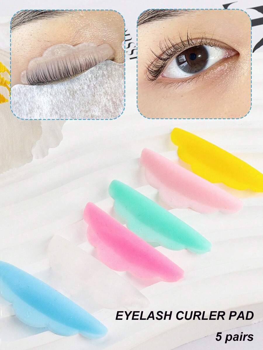 5 Pairs Grafting Eyelash Silicone Sunflower Edge Eyelash Pads, Eyelash Curler Accessories - Multicolor - View 1