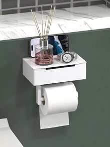 1pc Tissue Paper Holder With Wet Wipes Box, Bathroom Tissue Paper Storage Rack, Wall-Mounted Tissue Box, Bathroom Toilet Paper Holder, Bathroom Accessories - Multicolor - View 2