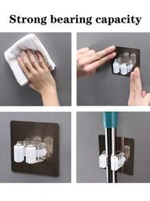 8/6/4/1pc Mop Clip Organizer With Hooks, Multifunctional Mop & Broom Holder Wall Mounted Waterproof Non-Slip Tool Storage Rack, Suitable For Home, Bathroom, Kitchen, Garden And Garage