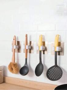 8/6/4/1pc Mop Clip Organizer With Hooks, Multifunctional Mop & Broom Holder Wall Mounted Waterproof Non-Slip Tool Storage Rack, Suitable For Home, Bathroom, Kitchen, Garden And Garage