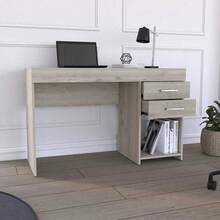 Ibare Two Drawer Computer Desk, One Lower Shelf -Light Gray,Klgeivb,Christmas