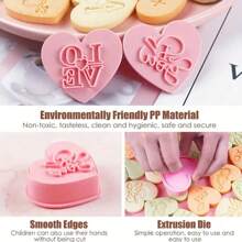 10/5PCS Valentine's Day Heart Biscuit Cutters 3D Embosser Set For DIY Cartoon Biscuit Molds, Pressable Biscuit Stamps, Pastry Bakeware For Baking And Decorating, Kitchen Accessories For Creative Treats, Perfect For Valentine's Biscuit, Cakes, And Special Occasion Desserts - Multicolor - View 9