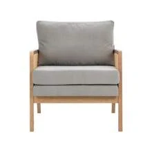 Living And Home Cushioned Wood Armchair - Light Grey - View 8