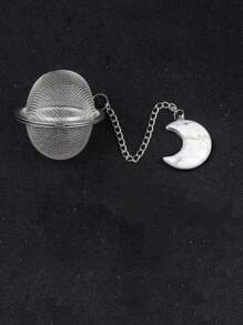 1pc 304 Stainless Steel Tea Infuser With Crystal Stone, Extended Chain Hook, Tea Ball Strainer, For Loose Leaf Tea, Spices, Condiments, Gift For Tea Lovers, Crystal Moon Decor Craft Back To School