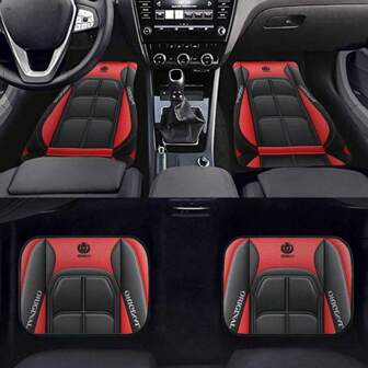 4pcs Y Pattern Car Floor Mats Set - Absorbent, Non-Slip, Washable Polyester - Fit For Sedans, Hatchbacks, SUVs | Perfect Gift For All On Christmas & Halloween