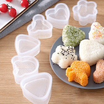 1pc/6pcs Cartoon Onigiri Mold Set, Sushi Rice Ball Shaper Bento Lunch Box DIY Kitchen Tools