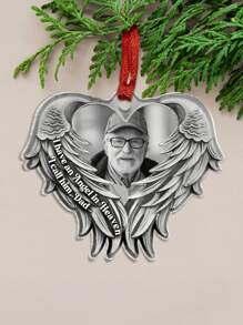 1 pièce de décoration commémorative de Noël personnalisée, un cadeau photo personnalisé de papa et maman, une décoration commémorative en acrylique, gravée dans le cœur, cadeau personnalisé pour la maison, ailes d'ange