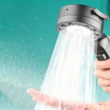 手持花洒，强劲水压，带过滤功能，喷雾模式、雨淋模式、脉冲模式，配备不锈钢加密软管和可调节花洒臂，适用于浴室，浴室配件，浴室工具 - 灰色 - 查看 5