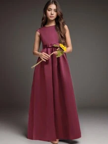 Rust-Red Dress Formal Gown For Teen Girl, Birthday Party Performance - Burgundy - View 3