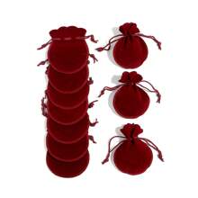 10 piezas de bolsitas de joyería, diseño de cordón de poliéster simple, bolsas de almacenamiento de joyas para regalos de boda y fiestas para mujeres - Multicolor - Ver 8