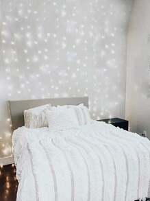 1pc 200 LED 2*2 Meter Copper Wire Fairy String Lights, Bedroom Decor, Wall Decor, Party Decor, Girls Room Decor, Battery Powered Curtain Lights - 白色 - 查看 5