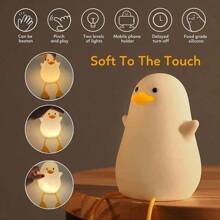 Cute Animal Bedside Lamp Soft Silicone Night Light LED Dimmable Squishy Duck Lamp USB Rechargeable Duck Night Light