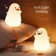 Cute Animal Bedside Lamp Soft Silicone Night Light LED Dimmable Squishy Duck Lamp USB Rechargeable Duck Night Light