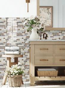 SUPSTICKER Bộ 12 miếng dán nhà bếp họa tiết đá cẩm thạch 2D, miếng dán tường màng pha lê bóng cho nhà bếp và phòng tắm, miếng dán gạch tự dính, giấy dán tường, 12 miếng * 12 miếng * 4.61 inch, miếng dán, decal dán tường, miếng dán vinyl, trang trí nhà cửa, trang trí mùa xuân, làm mới nhà cửa, miếng dán trang trí Rama - Nhiều màu - Xem 8