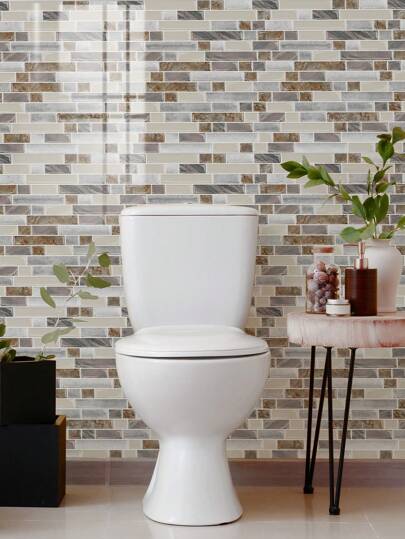 SUPSTICKER 12pcs 2D Marble Pattern Kitchen Stickers, Glossy Crystal Film Wall Stickers For Kitchen & Bathroom, Self-Adhesive Tile Stickers, Wallpaper, 12pcs*12*4.61 Inches, Stickers, Wall Decals, Vinyl Stickers, Home Decor, Spring Decor, Home Refresh, Rama Decorative Stickers