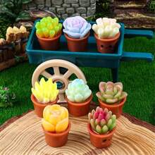 8 Stück Mini lachende Gesicht Sukkulenten Figuren, Polyresin realistische 3D Moos Dekor, geeignet für Heimdekoration Miniaturlandschaft, Schreibtischzubehör, Armaturenbrett, Outdoor-Feengarten DIY Handwerkskunst