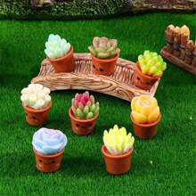 8 Stück Mini lachende Gesicht Sukkulenten Figuren, Polyresin realistische 3D Moos Dekor, geeignet für Heimdekoration Miniaturlandschaft, Schreibtischzubehör, Armaturenbrett, Outdoor-Feengarten DIY Handwerkskunst