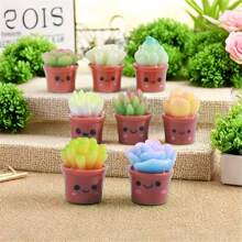 8 Stück Mini lachende Gesicht Sukkulenten Figuren, Polyresin realistische 3D Moos Dekor, geeignet für Heimdekoration Miniaturlandschaft, Schreibtischzubehör, Armaturenbrett, Outdoor-Feengarten DIY Handwerkskunst