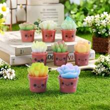 8 Stück Mini lachende Gesicht Sukkulenten Figuren, Polyresin realistische 3D Moos Dekor, geeignet für Heimdekoration Miniaturlandschaft, Schreibtischzubehör, Armaturenbrett, Outdoor-Feengarten DIY Handwerkskunst