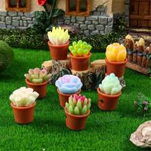 8 Stück Mini lachende Gesicht Sukkulenten Figuren, Polyresin realistische 3D Moos Dekor, geeignet für Heimdekoration Miniaturlandschaft, Schreibtischzubehör, Armaturenbrett, Outdoor-Feengarten DIY Handwerkskunst