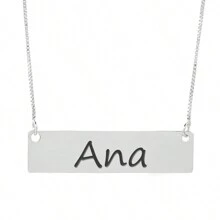 Colar Semijoia Nome Personalizado Chapinha Gravação Ana Banhado Prata 1000 - 999004735